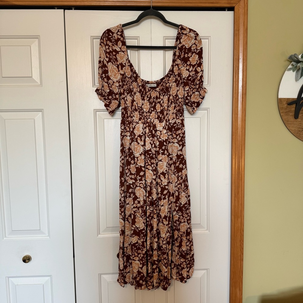 Abercrombie & Fitch Brown Floral Midi Dress - Picture 6 of 11